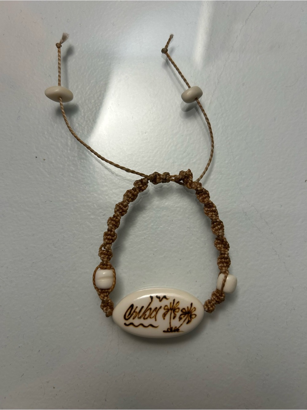 Handmade Cream Palm Tree Cord Bracelet